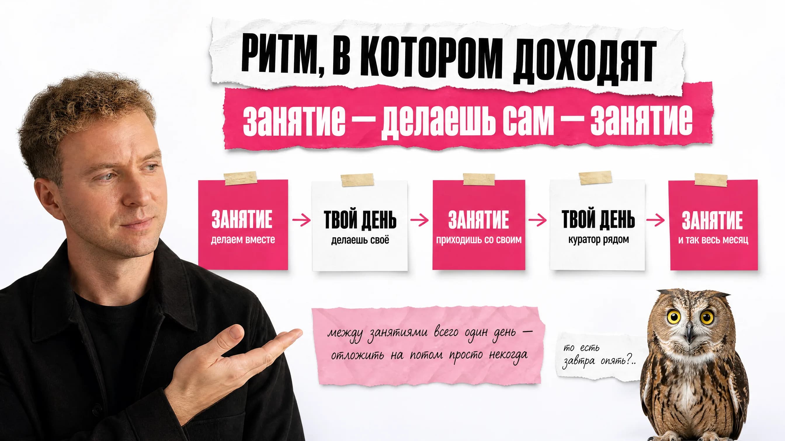 Лента из пяти карточек: занятие — твой день — занятие — твой день — занятие