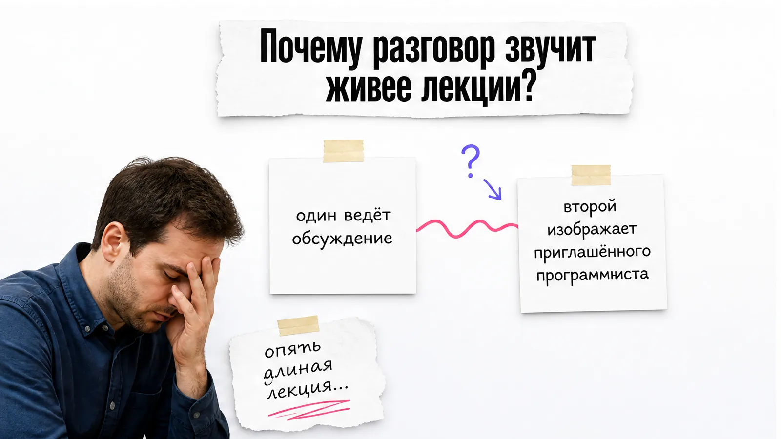 Кот слушает диалог ведущего и технического собеседника.