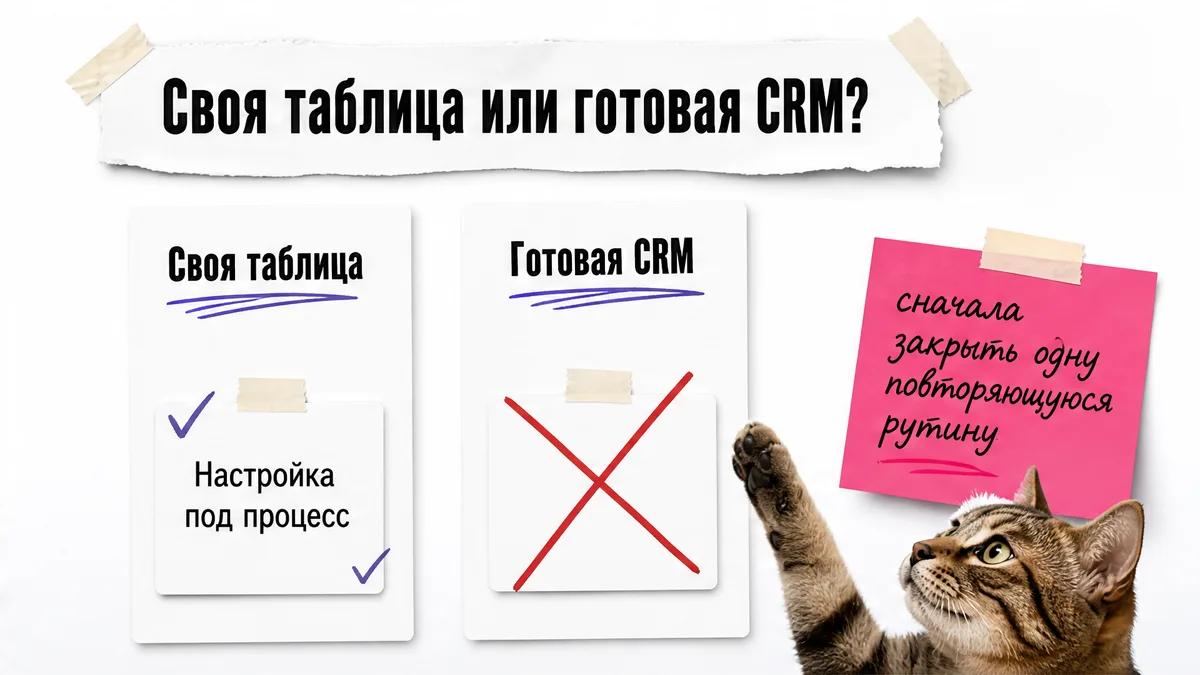 Кот выбирает колонку «Своя таблица» рядом со сравнением двух вариантов.