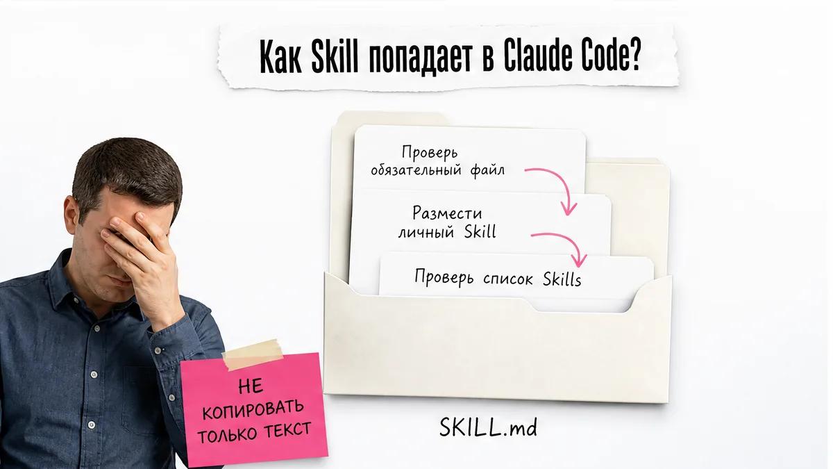 Мужчина проверяет папку Skill с файлами и командами подключения.