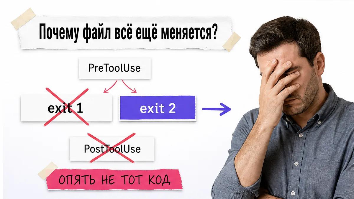 Мужчина закрывает лицо ладонью рядом с неверным кодом выхода и красным крестом.