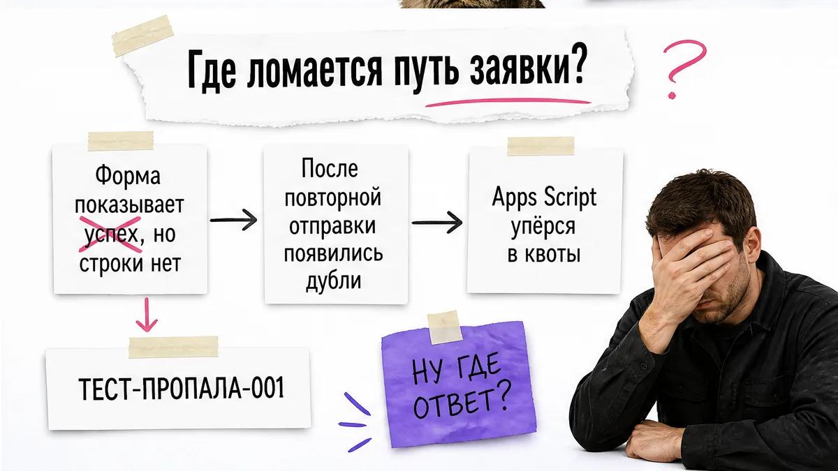 Мужчина закрывает лицо рукой рядом со схемой пропавшей заявки.?