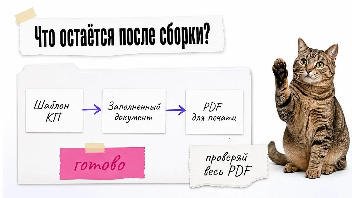 Сиба-ину одобрительно смотрит на путь от шаблона до заполненного документа и PDF.