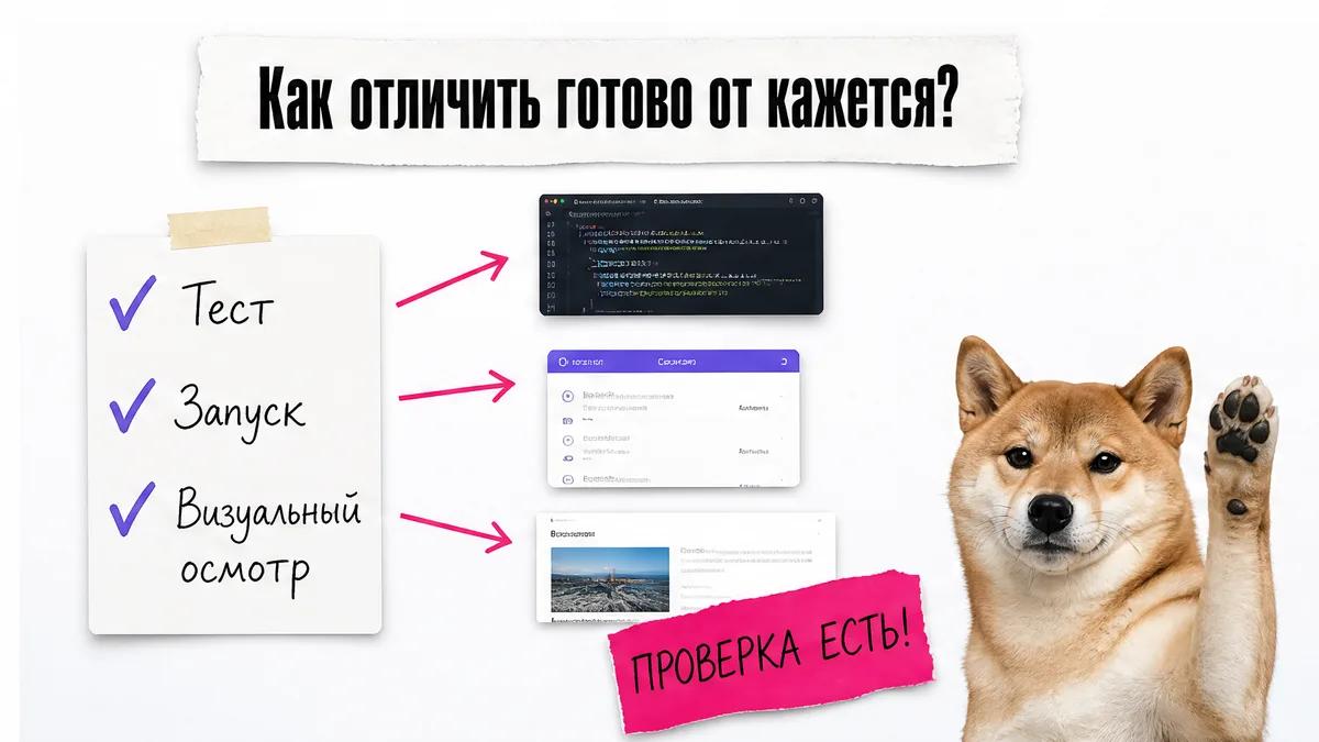 Кот держит чек-лист внешней проверки результата модели.