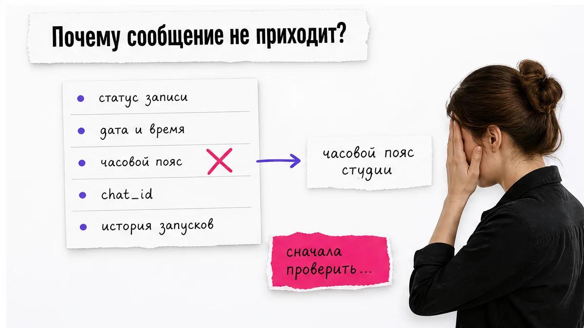 Безымянная женщина проверяет причины пропущенного напоминания по чек-листу