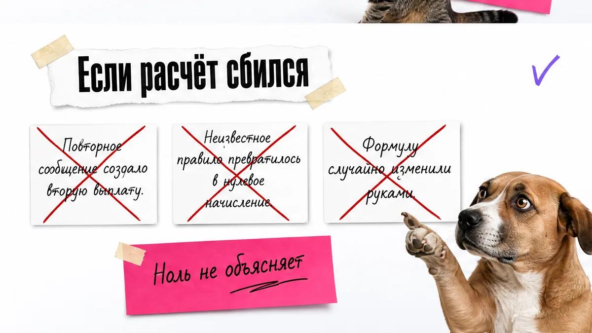 Пёс показывает ошибки в расчёте и защищённые от дублей выплаты.