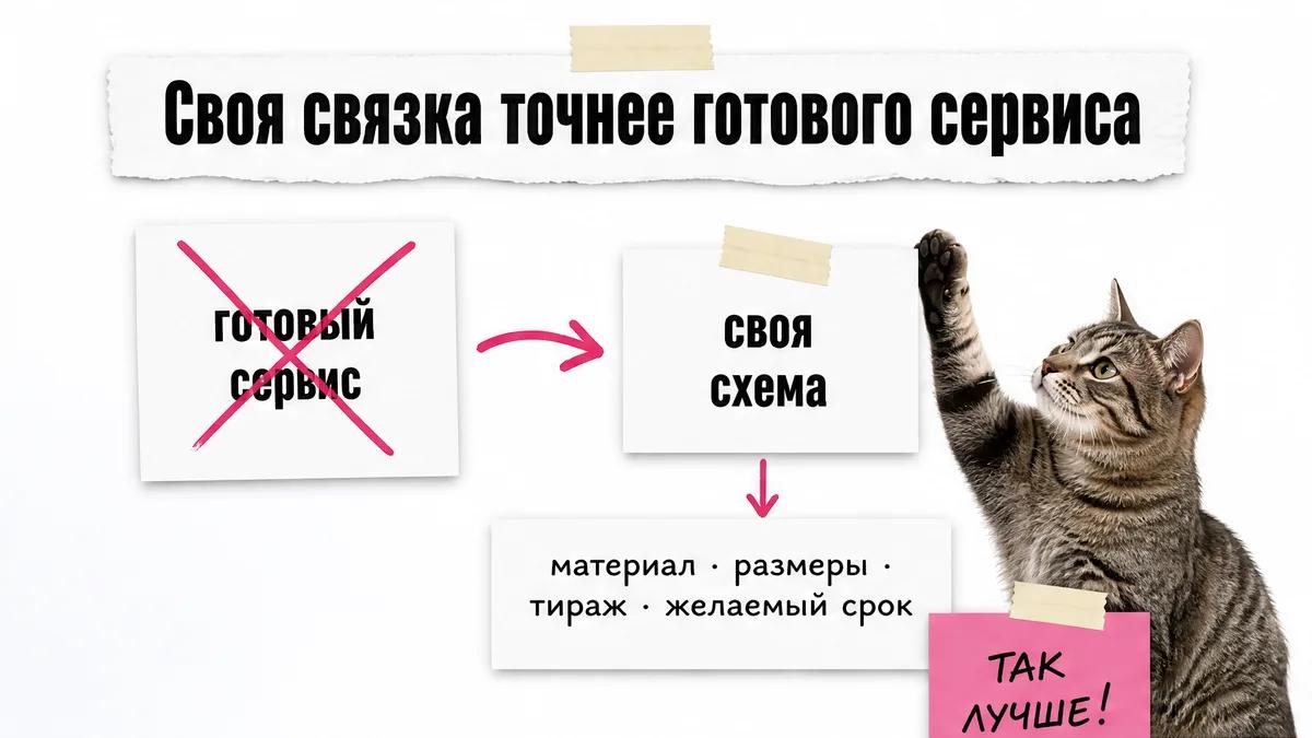 Кот сравнивает готовый сервис и свою схему учёта заказа.
